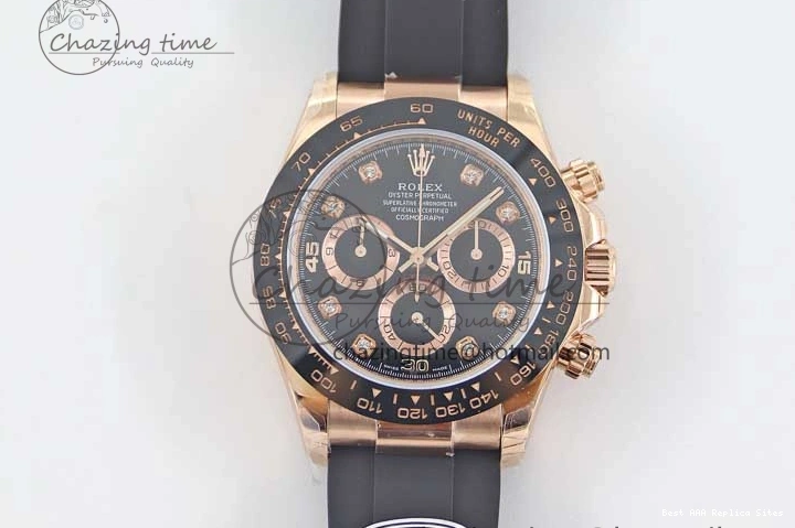 Good Copy Rolex Watches Strap TWF 904L 2416 Diamonds RG on 116515 A  Steel Best HighQuality RG Black Dial Daytona Edition Oysterflex 1:1 0114